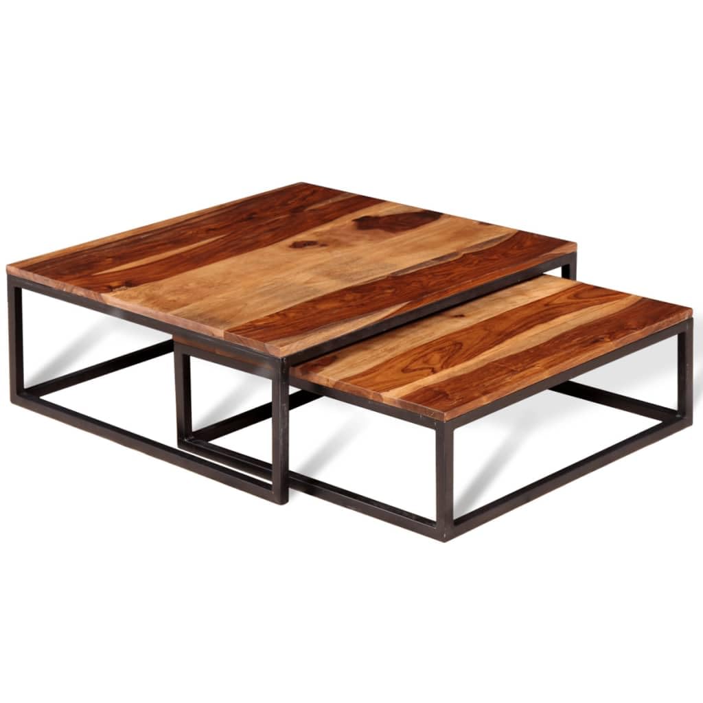 Two Piece Nesting Solid Sheesham Wood Coffee Table Set P62559