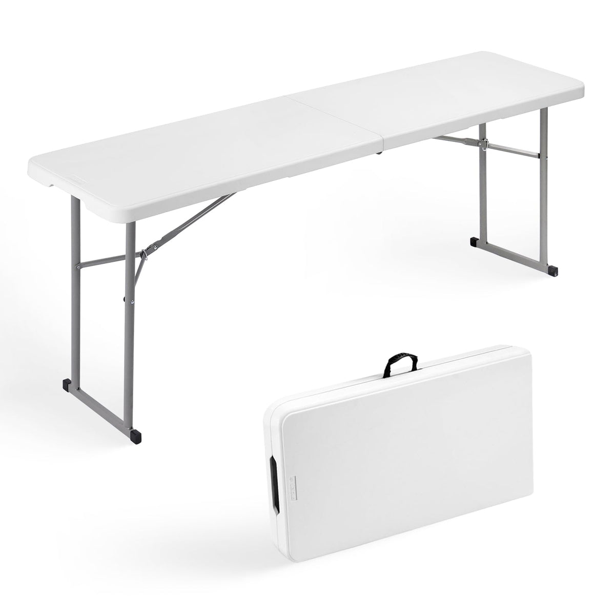 Folding Table 6FT Narrow Portable Plastic Heavy Duty Table, White M197569