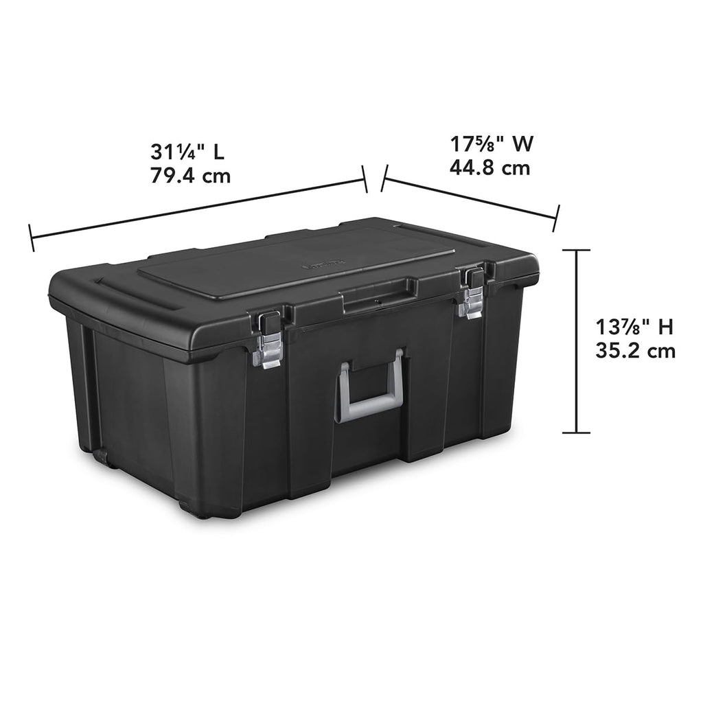 23 Gallon Lockable Storage Tote with Wheels Black G955783