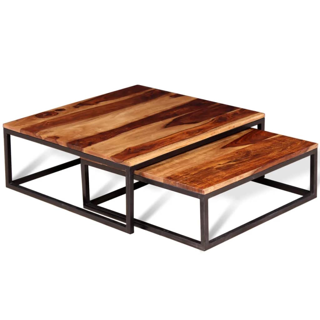 Two Piece Nesting Solid Sheesham Wood Coffee Table Set P62559