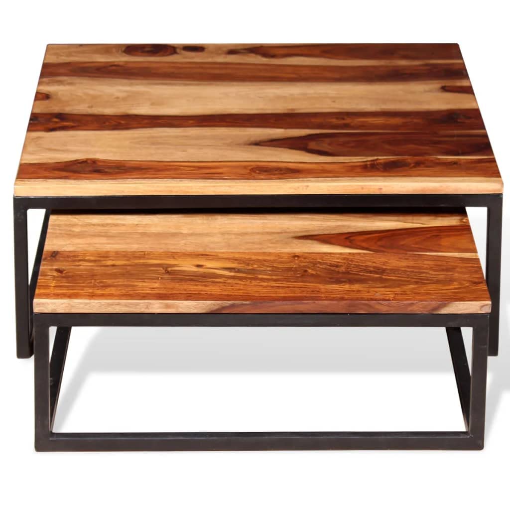 Two Piece Nesting Solid Sheesham Wood Coffee Table Set P62559