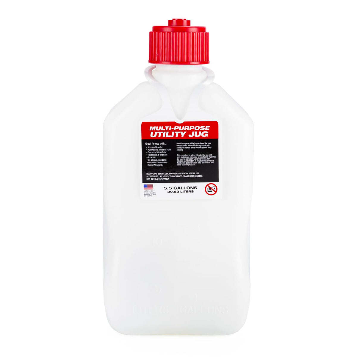 5.5 Gal. Square Motorsport Jug with Filler Hose R1631