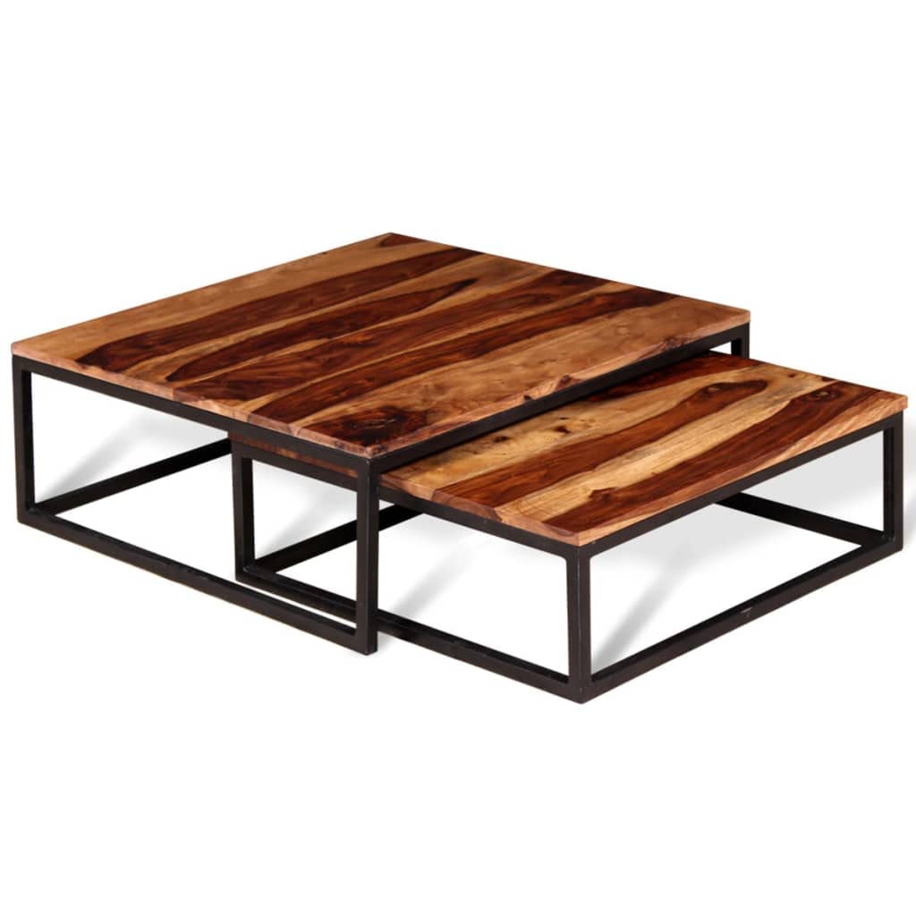Two Piece Nesting Solid Sheesham Wood Coffee Table Set P62559