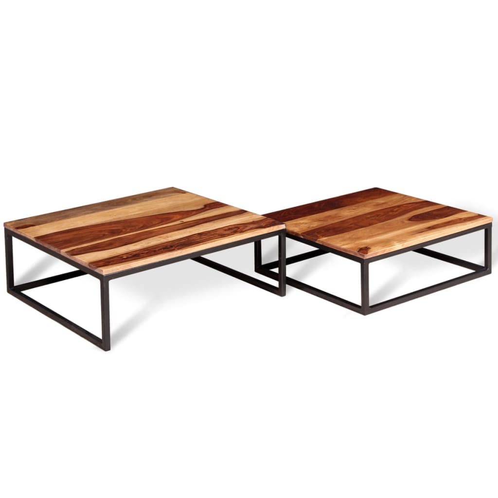 Two Piece Nesting Solid Sheesham Wood Coffee Table Set P62559