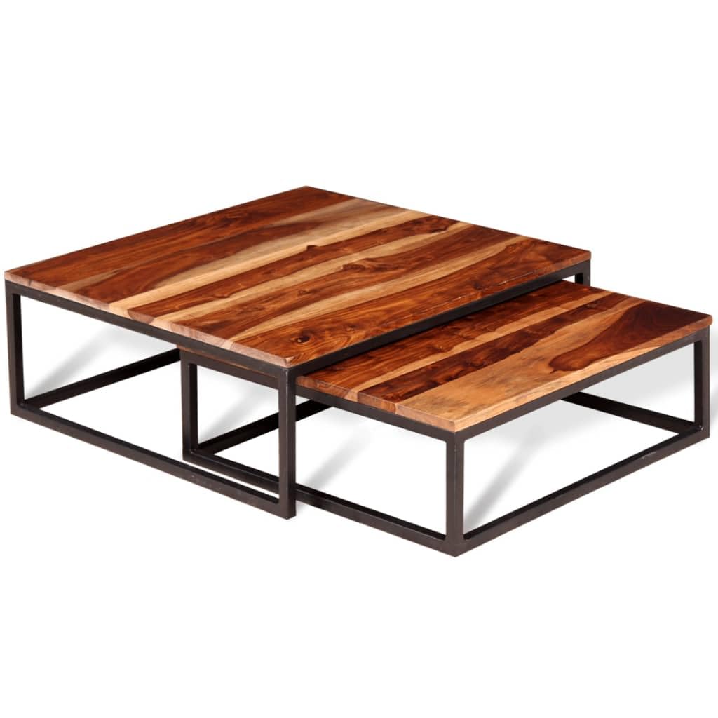 Two Piece Nesting Solid Sheesham Wood Coffee Table Set P62559
