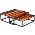 Two Piece Nesting Solid Sheesham Wood Coffee Table Set P62559