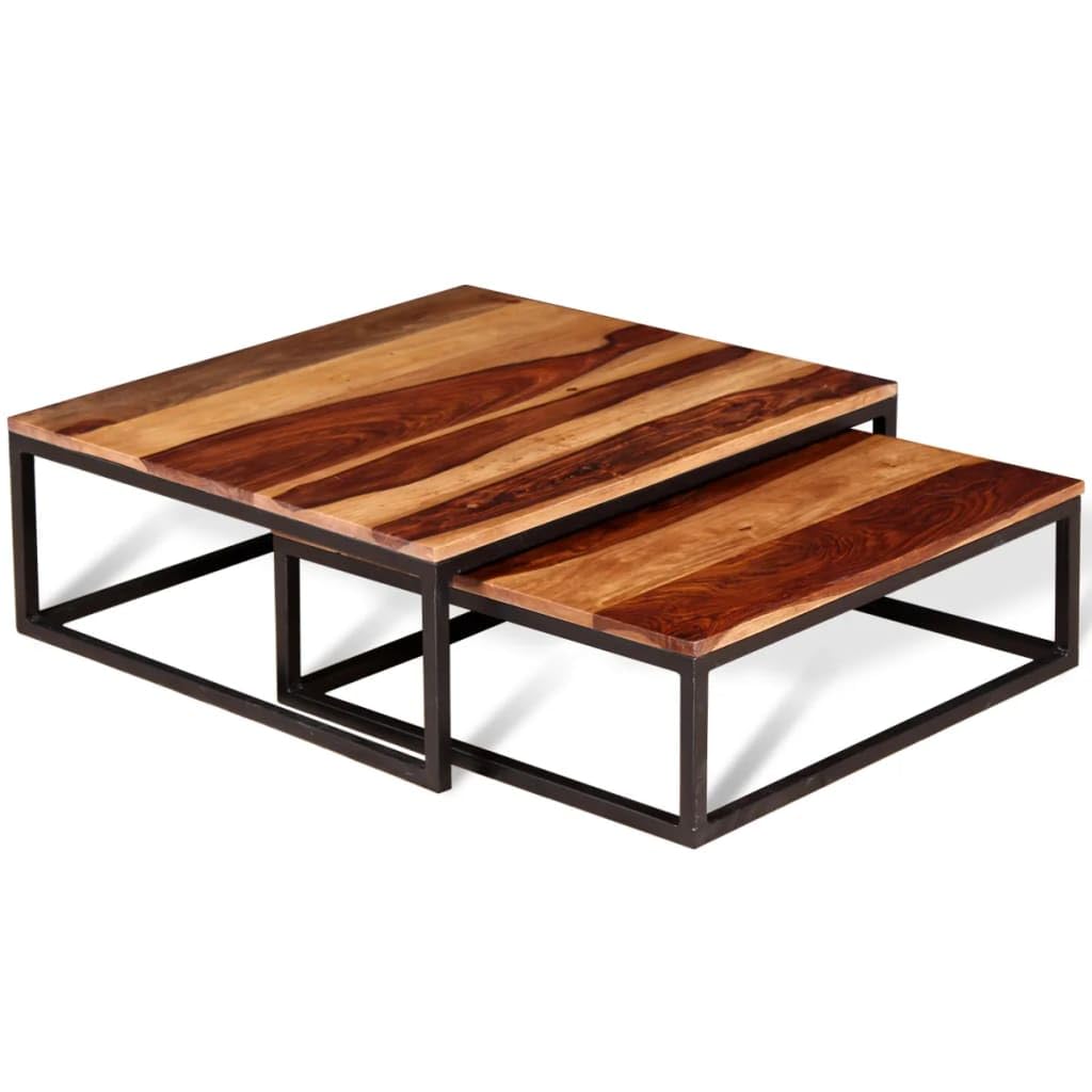 Two Piece Nesting Solid Sheesham Wood Coffee Table Set P62559