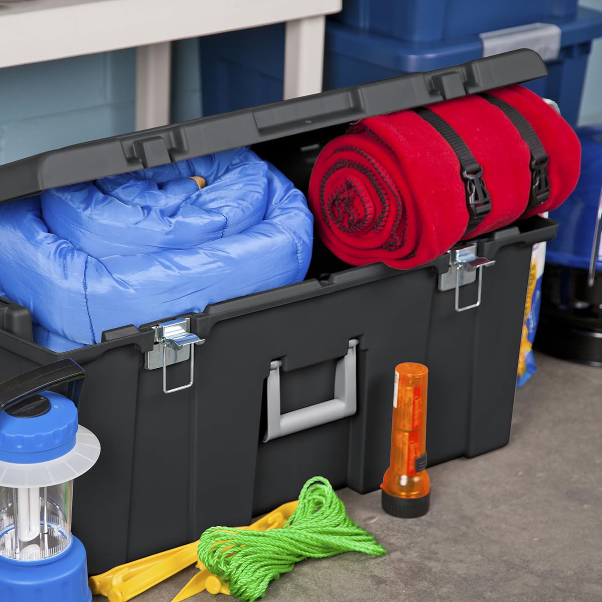 23 Gallon Lockable Storage Tote with Wheels Black G955783