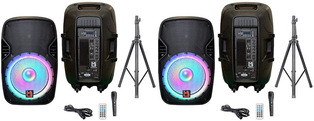 15" 2-Way Powered Bluetooth Karaoke Speaker with Speaker Stand T469