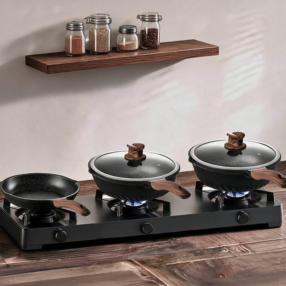12 Pc Nonstick Deep Frying Pan Cookware Set L854283
