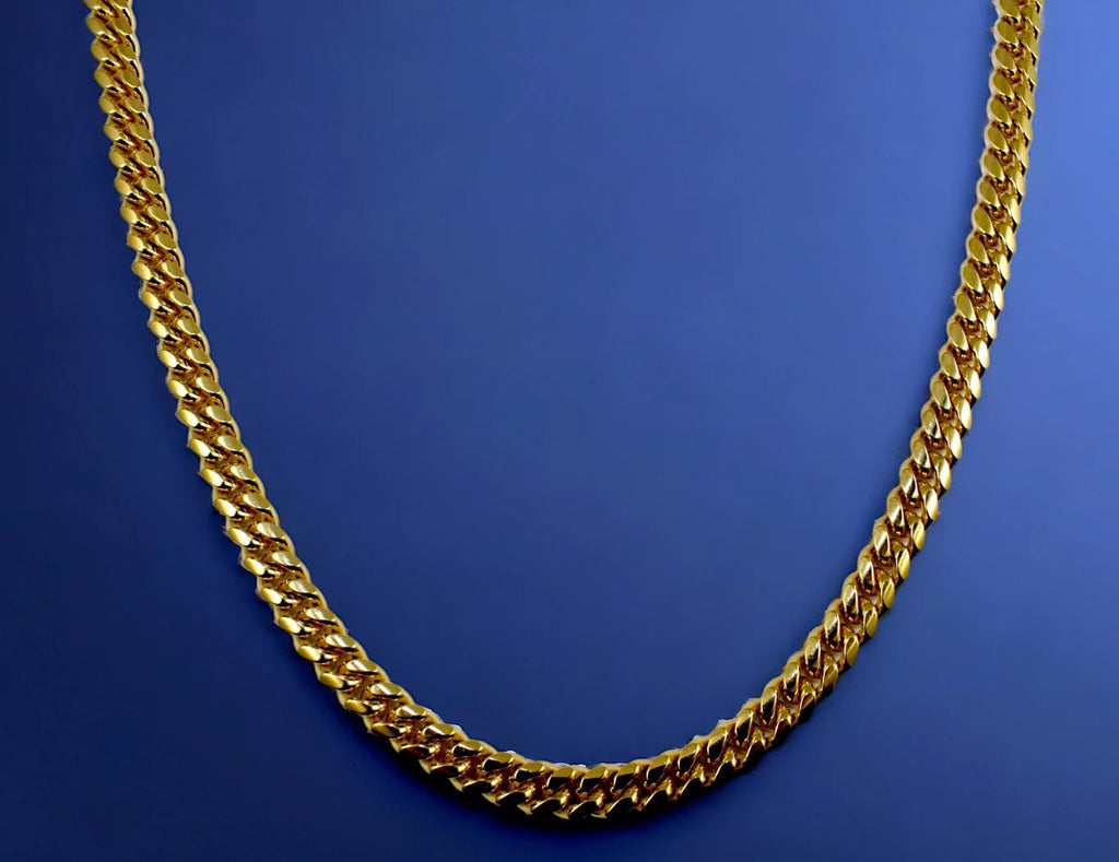 10K Yellow Gold Solid Miami Cuban Link Chain A869182