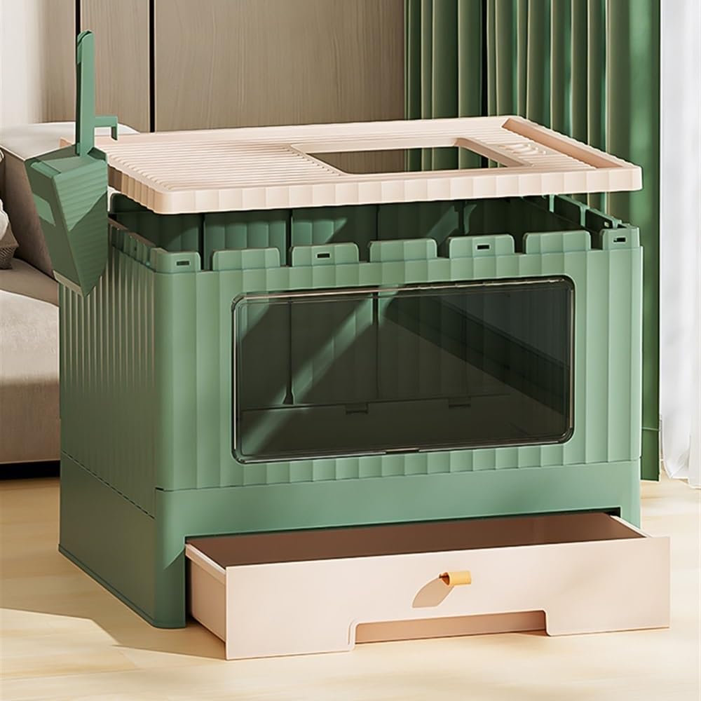 Foldable Cat Litter Box with Lid & Scoop L7517