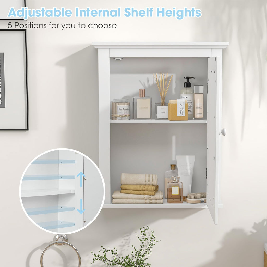 White Wall Mounted Medicine Cabinet with Mirror Q71451