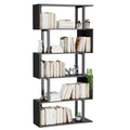 Black 5-Tier Geometric Wood Bookcase V43781