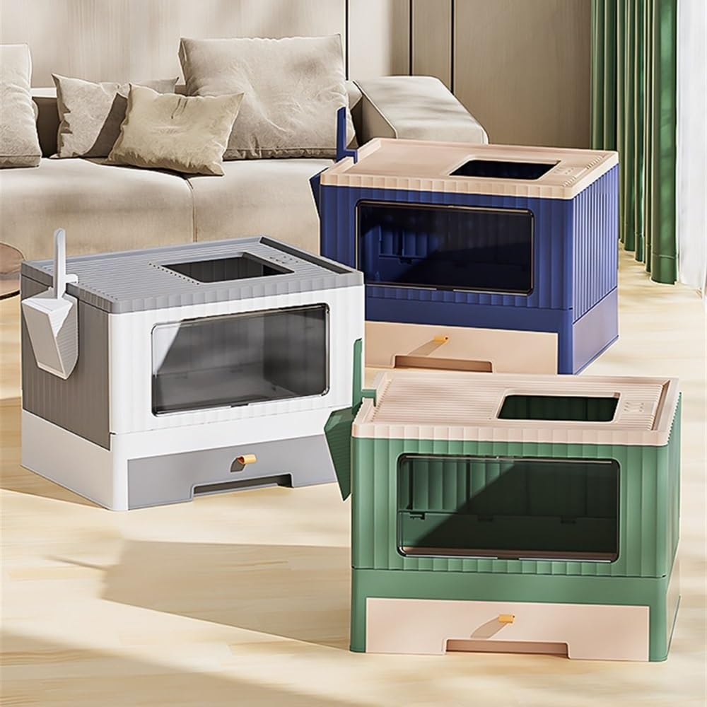 Foldable Cat Litter Box with Lid & Scoop L7517