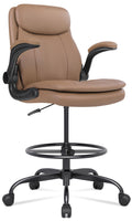 Leather Drafting Chair with Adjustable Height and Flip-up Armrest R620