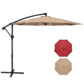 9.8ft Blue Offset Cantilever Patio Umbrella with Crank & Cross Base O702595