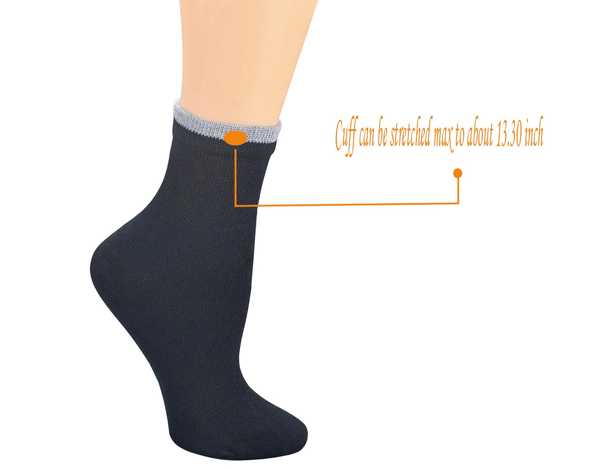 6 Pairs Bamboo Rayon Breathable Quarter Socks with Seamless Toe V408797