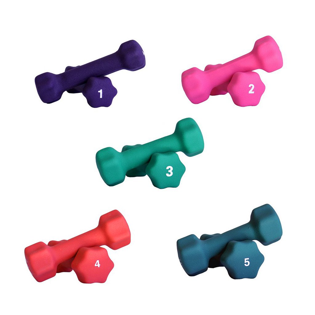 Neoprene Dumbbell Set with White Vertical Dumbbell Rack J929