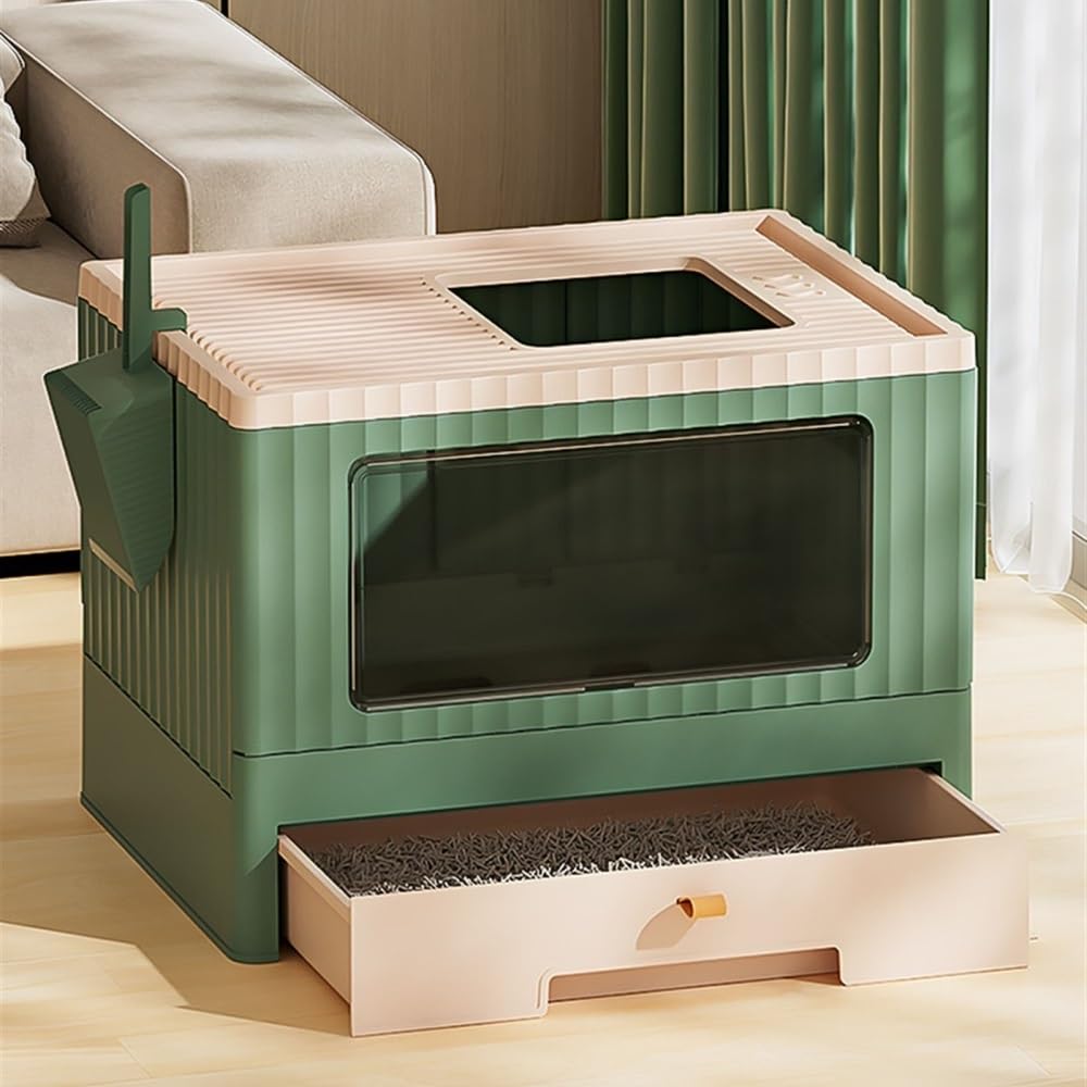 Foldable Cat Litter Box with Lid & Scoop L7517