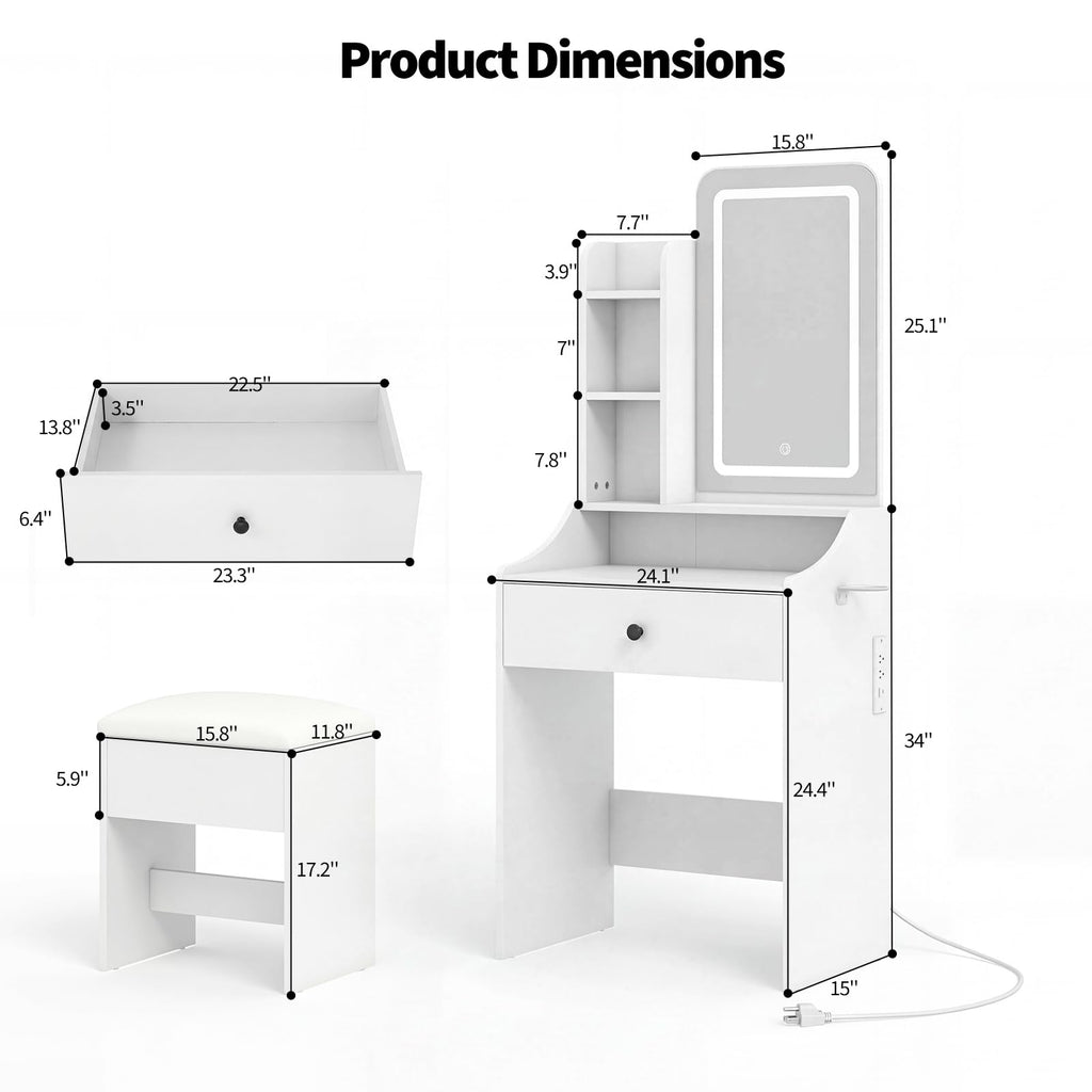 Small Makeup Vanity Desk with Mirror and LED Lights Z700244