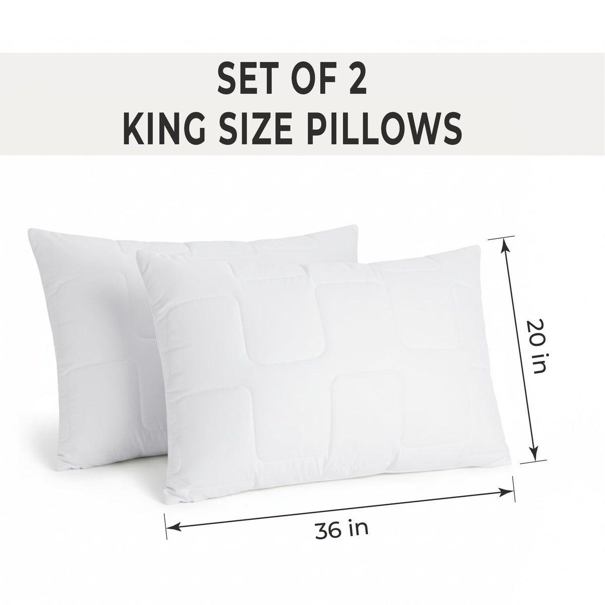 King Size White Cooling Down Alternative Pillows Set of 2 Z666