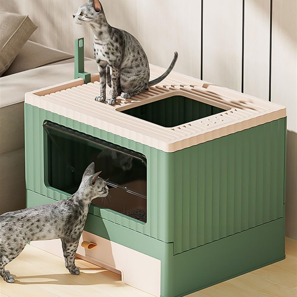 Foldable Cat Litter Box with Lid & Scoop L7517