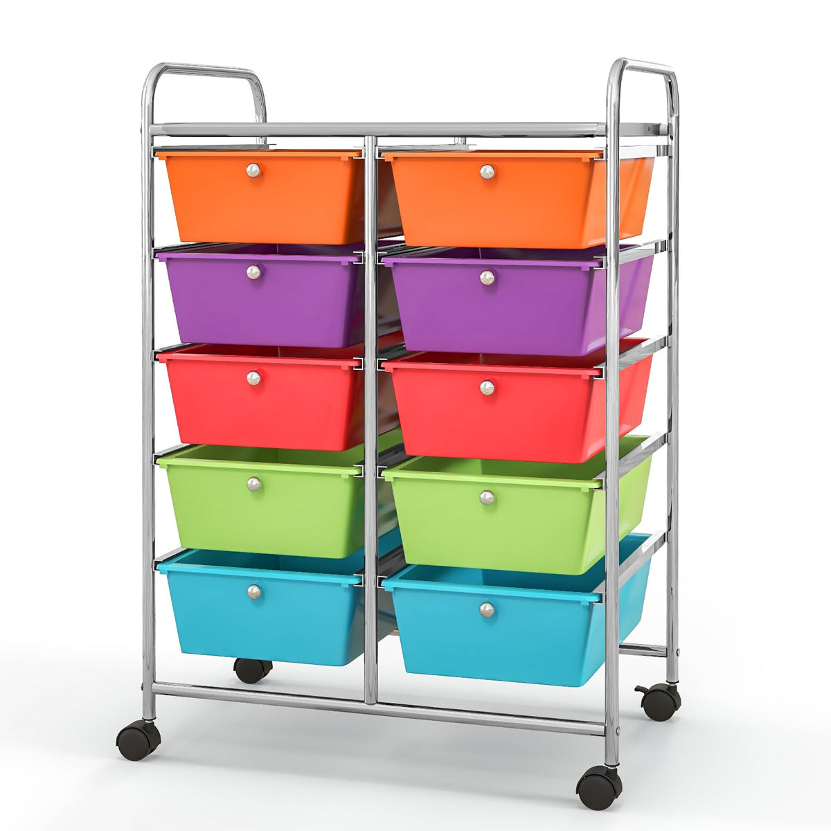 10 Drawer Rolling Storage Cart with Metal Frame H827636