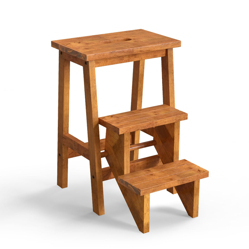 3 Tier Wood Step Ladder with Anti-Slip W326