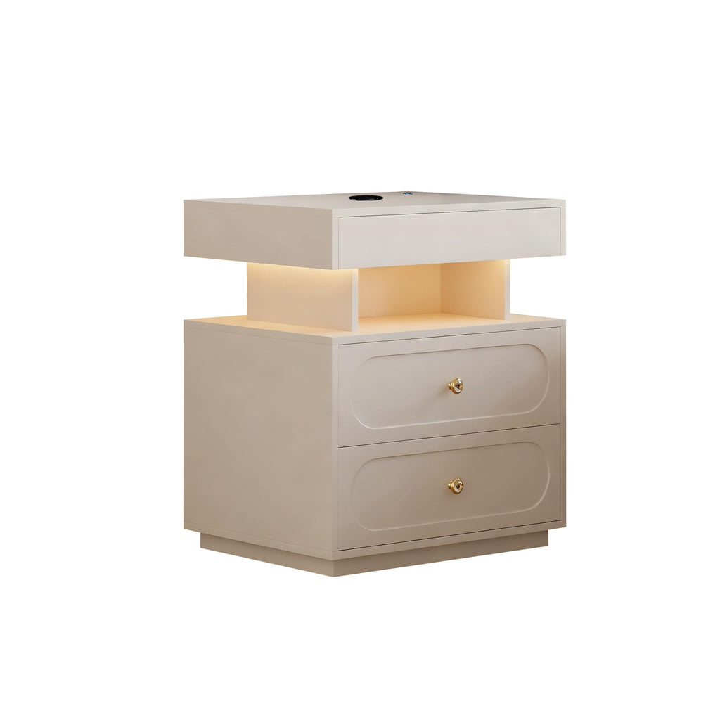 3-Drawer LED Nightstand with Light F2136