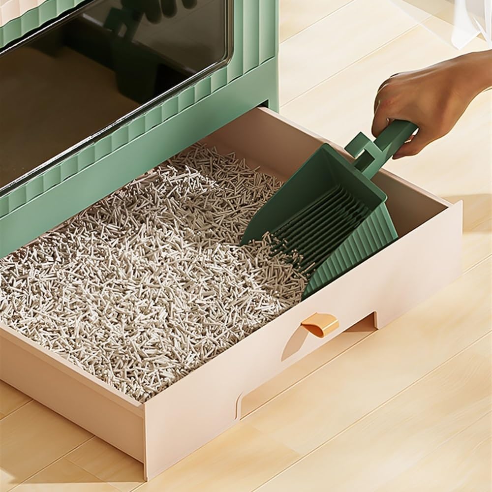 Foldable Cat Litter Box with Lid & Scoop L7517