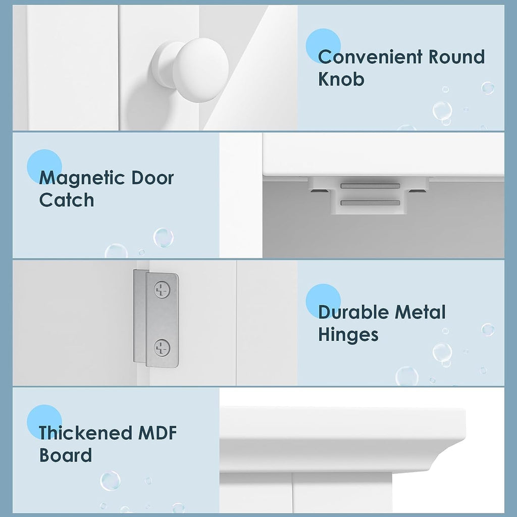 White Wall Mounted Medicine Cabinet with Mirror Q71451