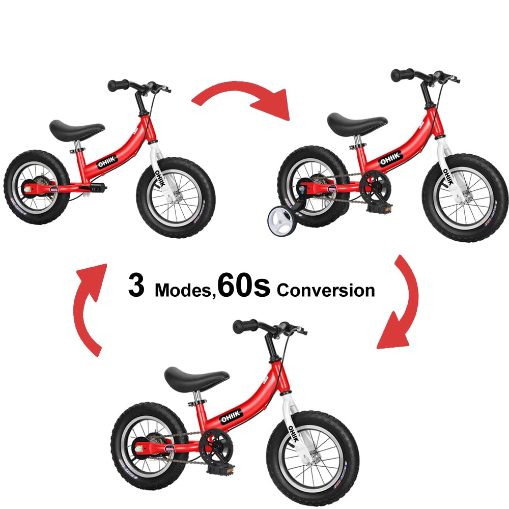 2 in 1 Balance Bike with Pedal Kit, Training Wheels, Brakes R66768