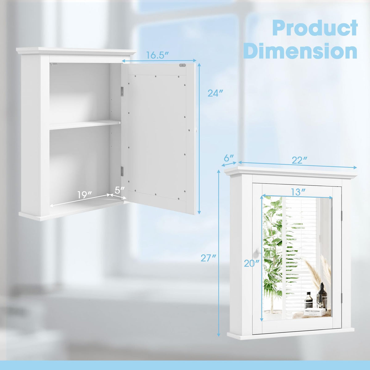 White Wall Mounted Medicine Cabinet with Mirror Q71451