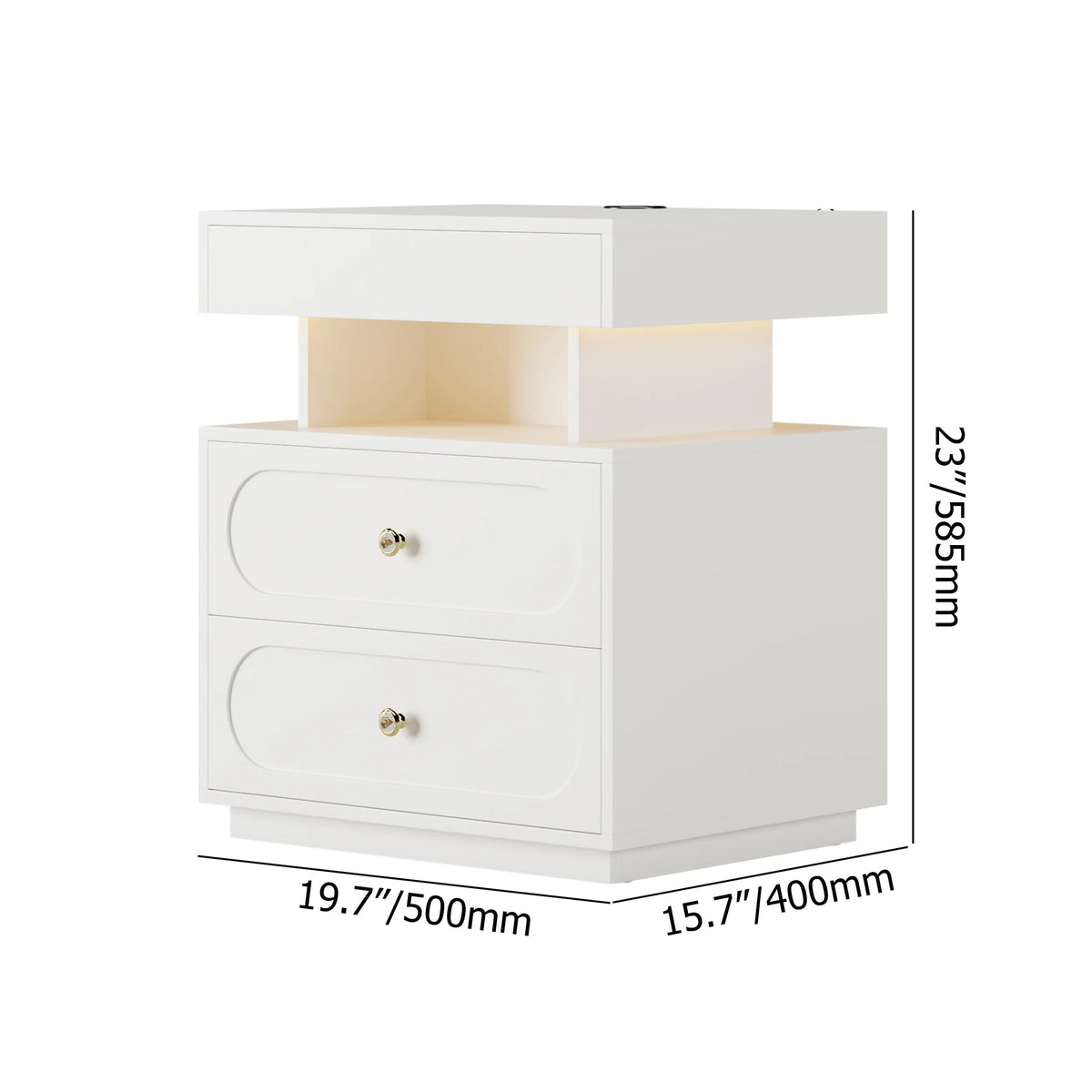 3-Drawer LED Nightstand with Light F2136
