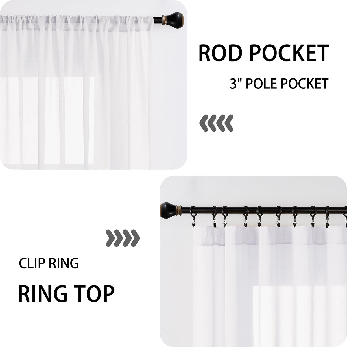 White Linen Textured Sheer Curtains, 25 x 72 Inches, 1 Panel Q9554