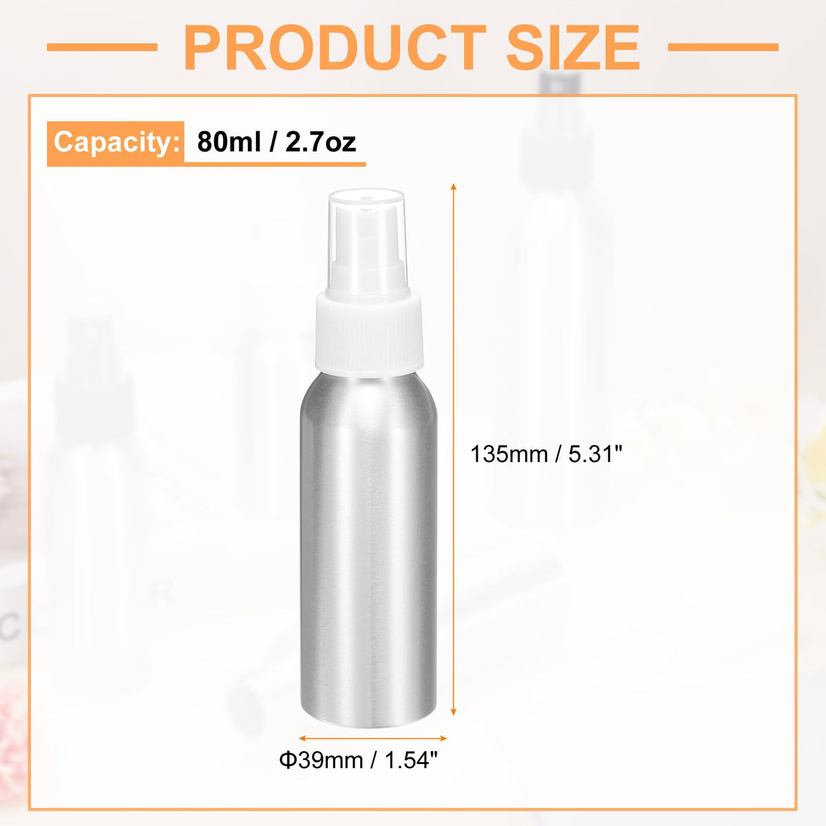5 Pc 80 ml Aluminum Fine Mist Spray Bottles T353