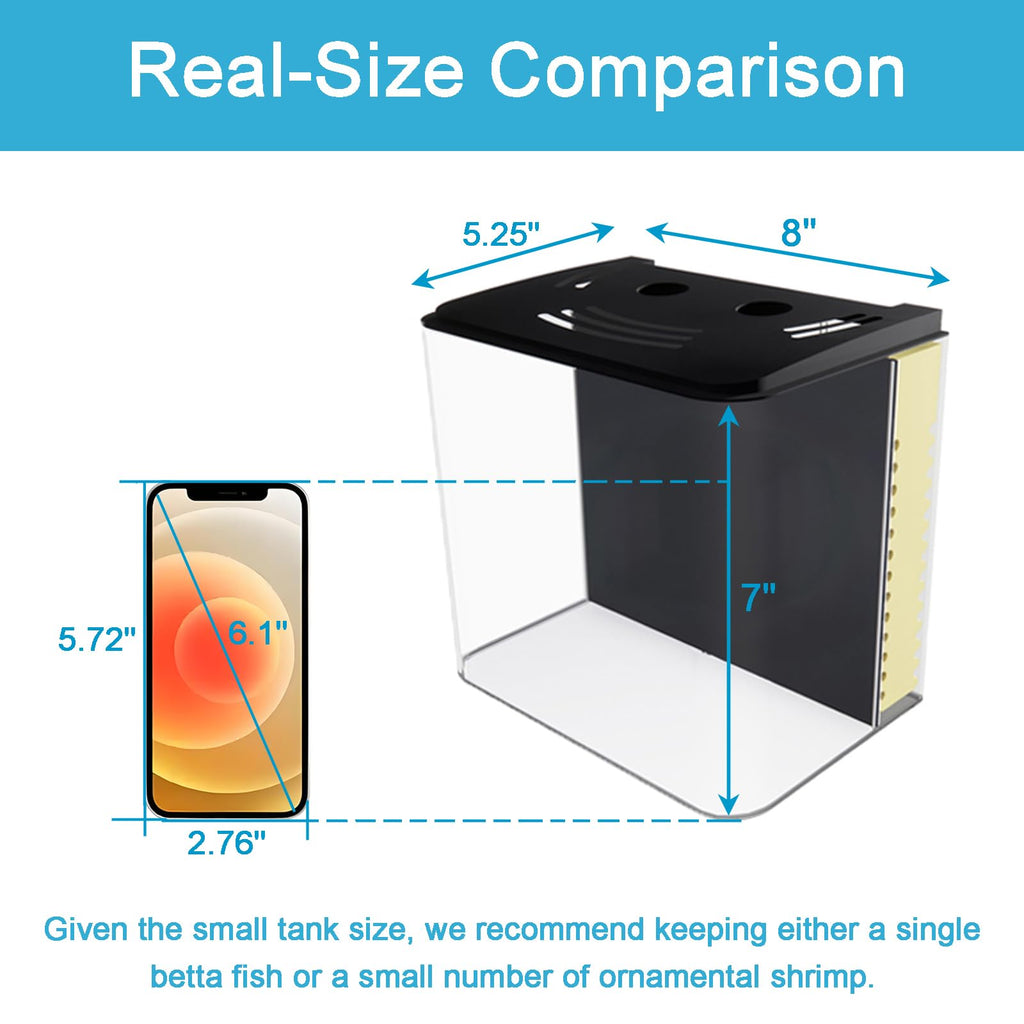 1.2 Gallon Aquarium Starter Kit with LED Light and Water Filter Pump R773