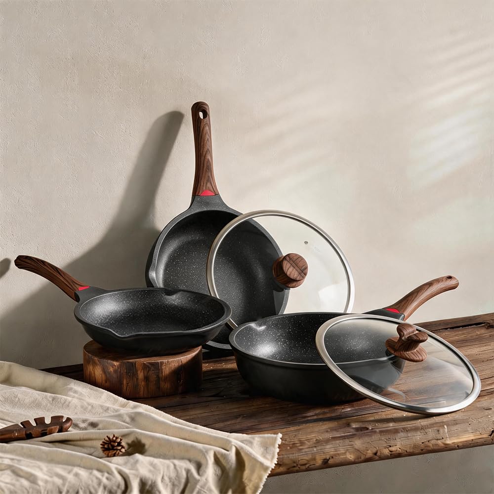 12 Pc Nonstick Deep Frying Pan Cookware Set L854283
