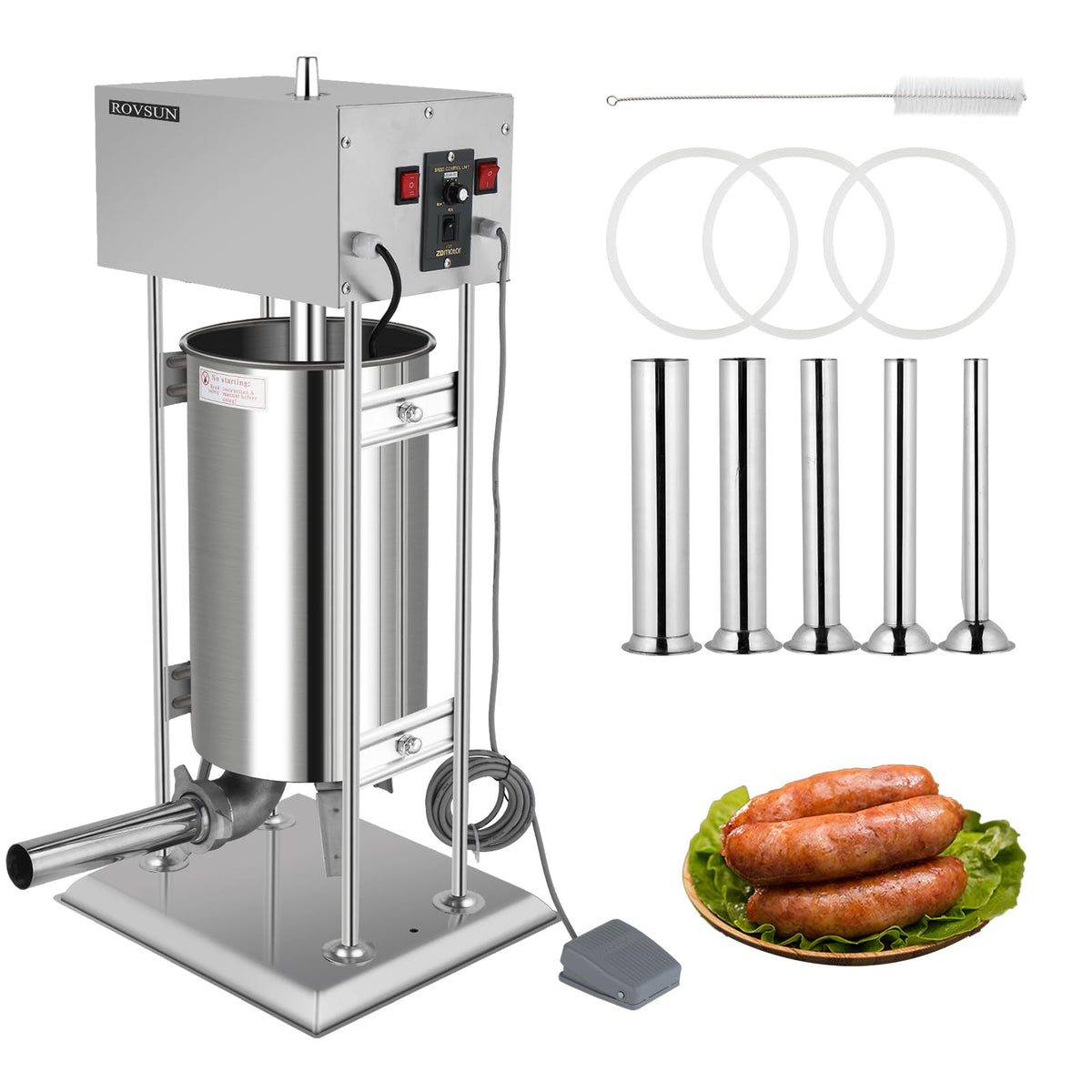 10L Electric Stainless Steel Sausage Stuffer with 5 Stuffing Tubes S679