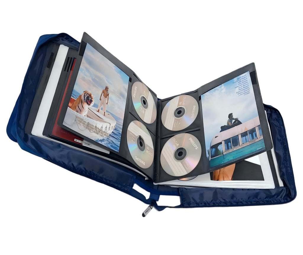 DVD CD Storage Case with Title Cover Pages, Blue, 192 Disk Units L85054