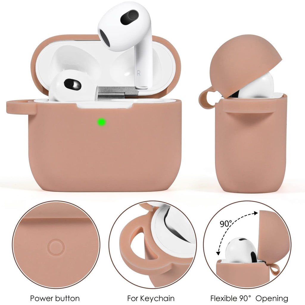 Pink Silicone Earbuds Case with Keychain D2204
