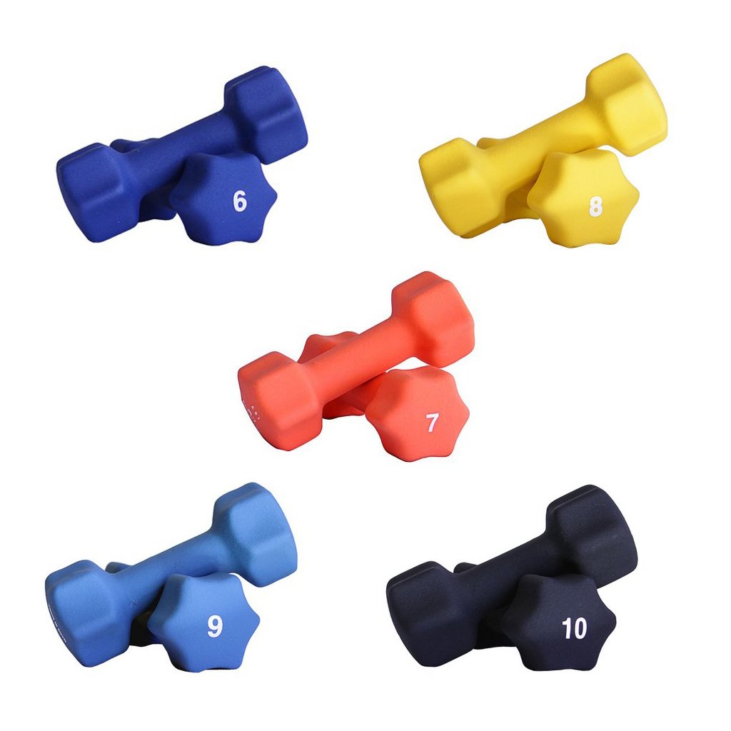 Neoprene Dumbbell Set with White Vertical Dumbbell Rack J929