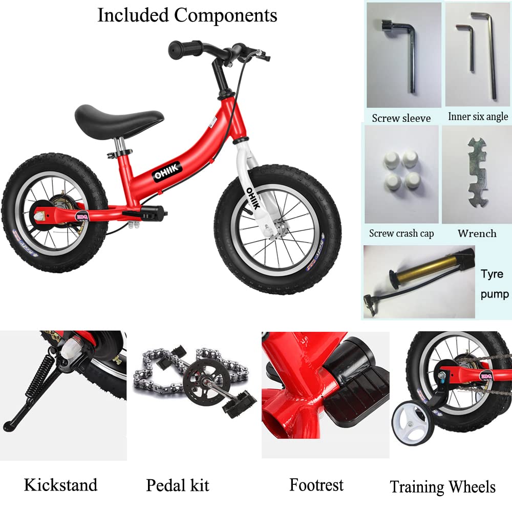 2 in 1 Balance Bike with Pedal Kit, Training Wheels, Brakes R66768