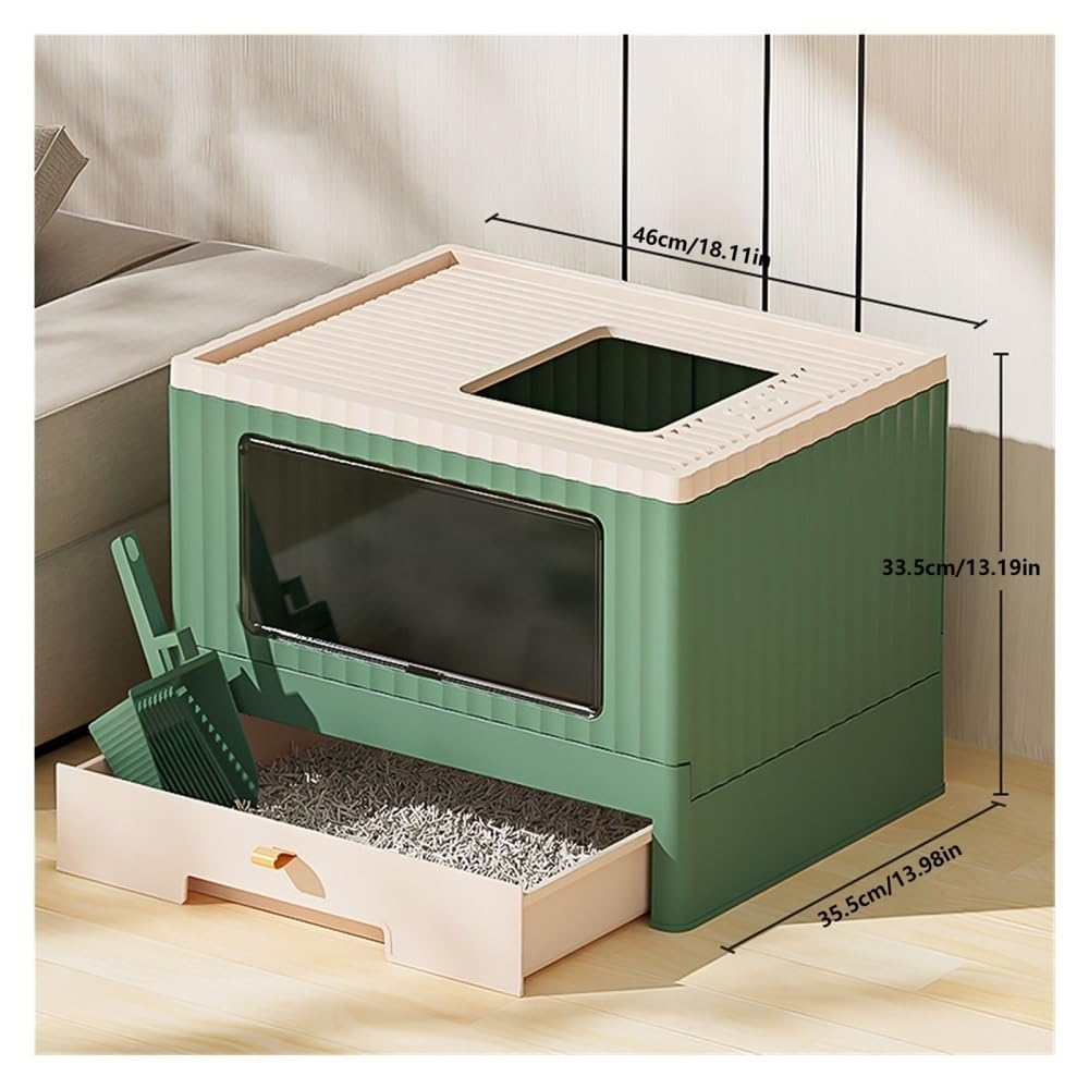 Foldable Cat Litter Box with Lid & Scoop L7517
