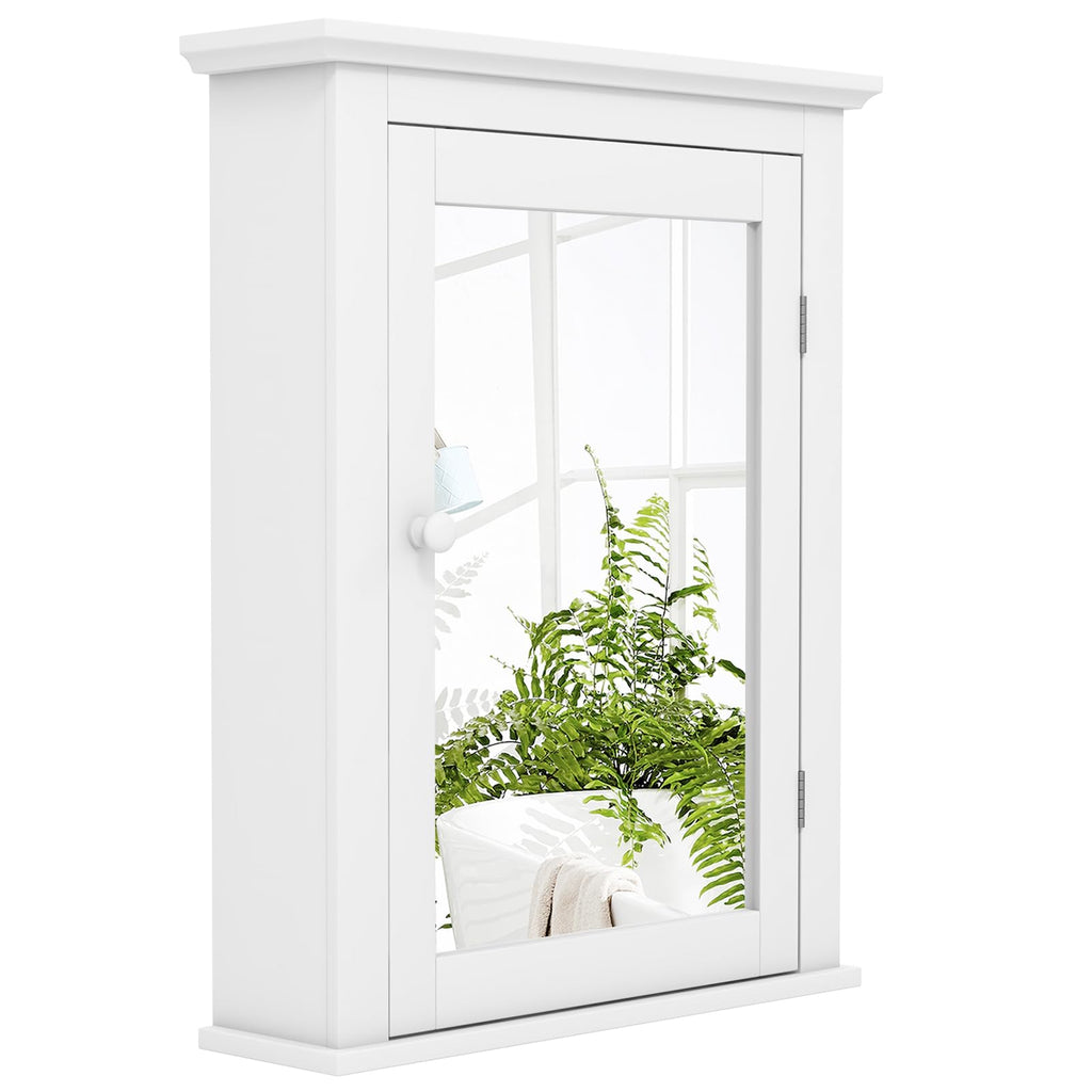 White Wall Mounted Medicine Cabinet with Mirror Q71451