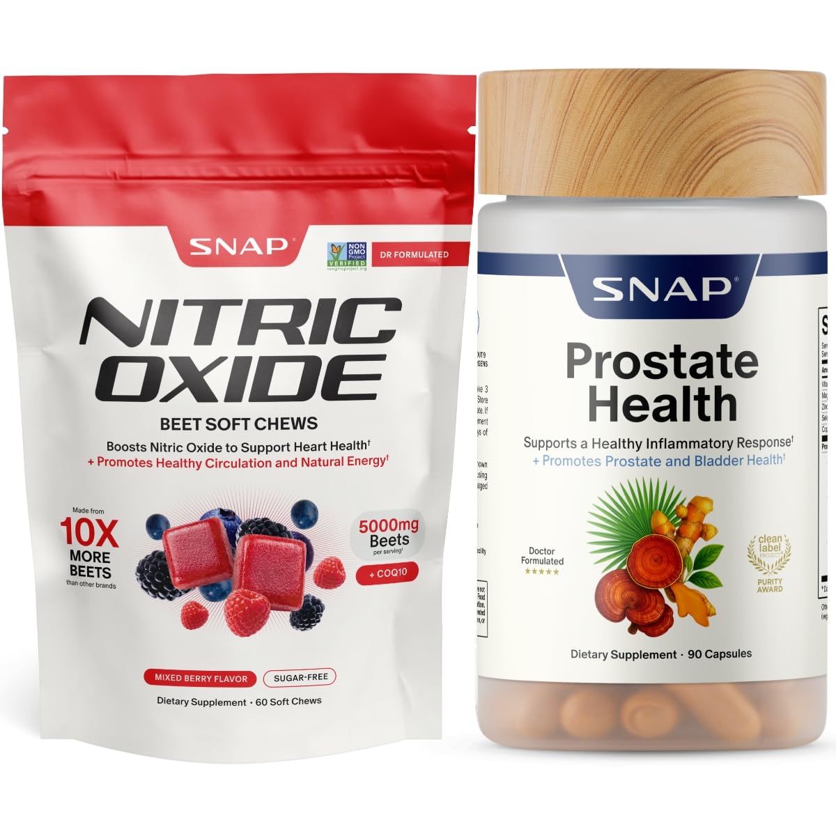 Nitric Oxide Beets Soft Chews + Prostate Health Capsules I394