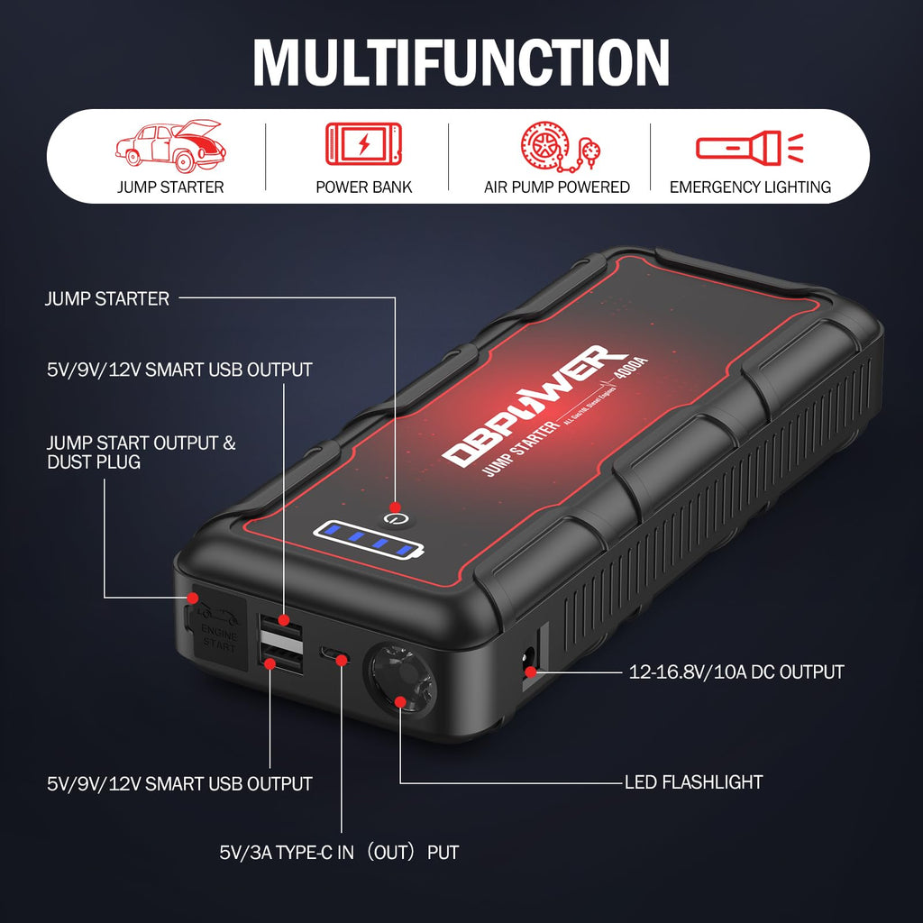 4000A Peak 88.8Wh Portable Car Jump Starter J12570