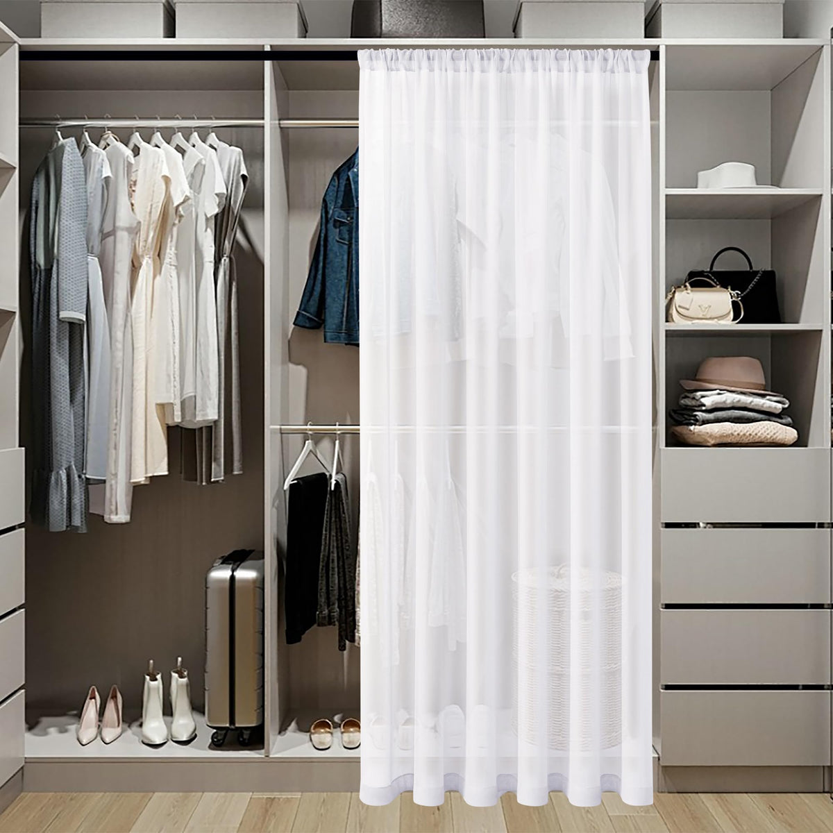 White Linen Textured Sheer Curtains, 25 x 72 Inches, 1 Panel Q9554