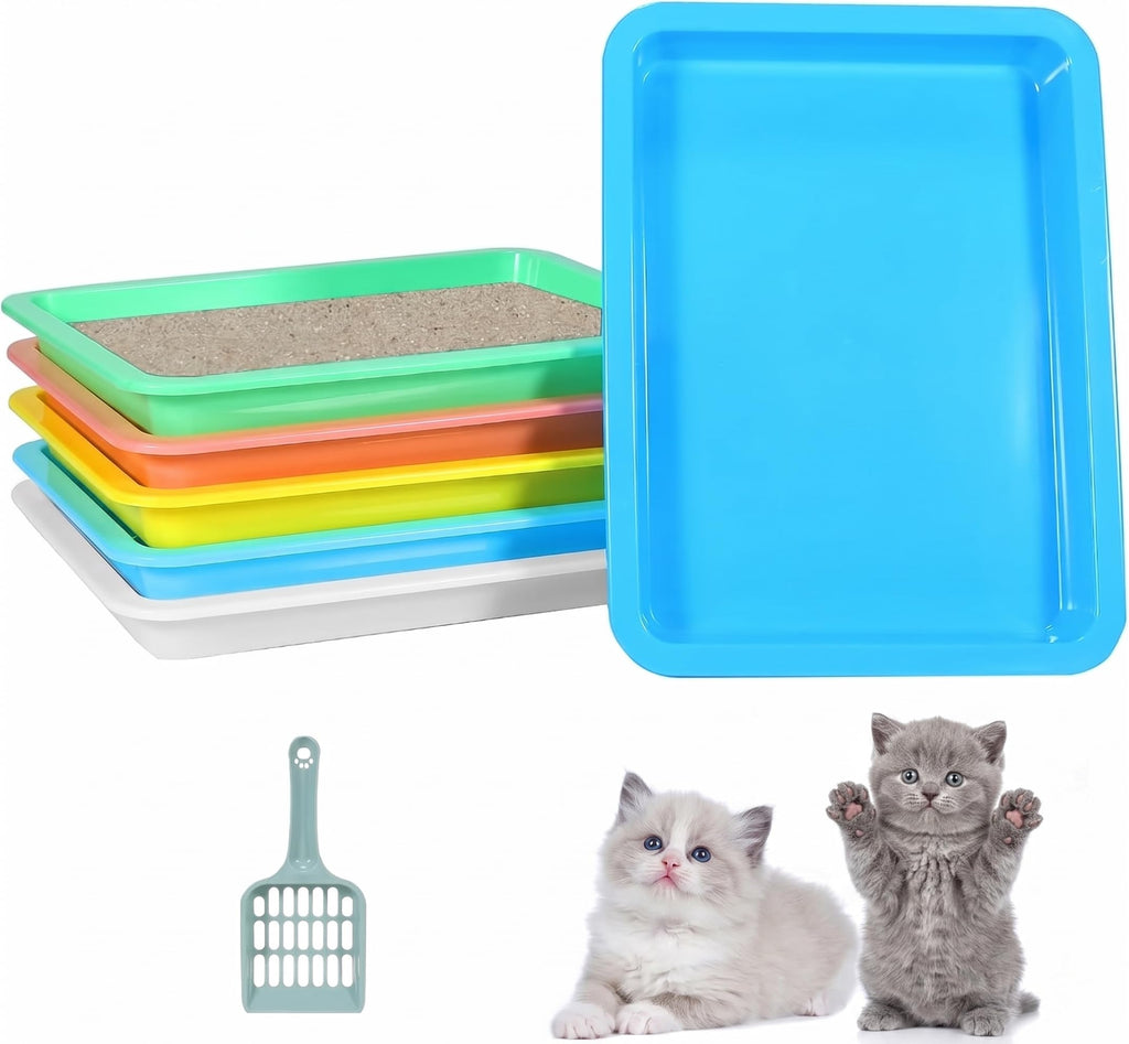 6 Pcs Low Entry Portable Litter Box with Scooper T4672